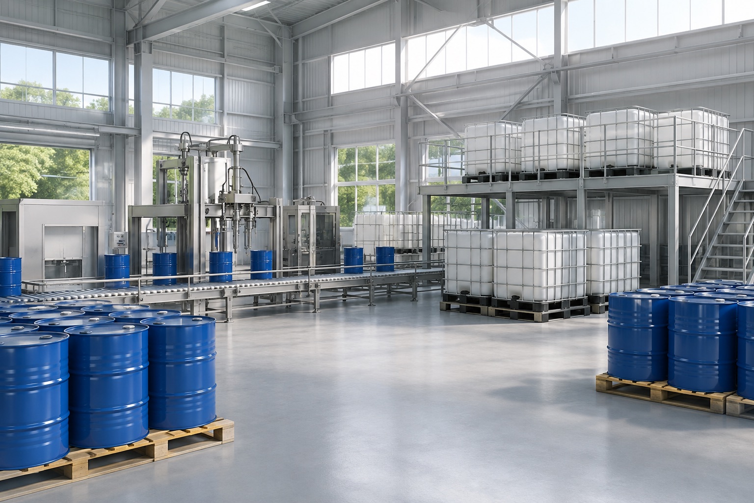 Illustrative chemical packaging hall